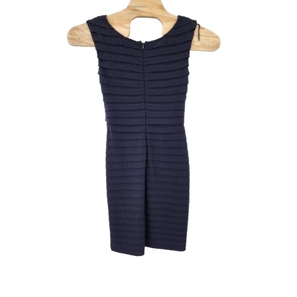 Adrianna Papell Tiered Scalloped Dress Womens Size 10 Blue Party Stretch Bodycon - Picture 6 of 8